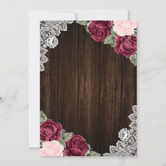 ブルゴーニュ赤面ウッド結婚フローラの写真 セーブザデート (裏面)