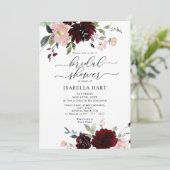 ブルゴーニュ赤面エレガントフローラワインブライダルシャワー 招待状 (スタンド正面)