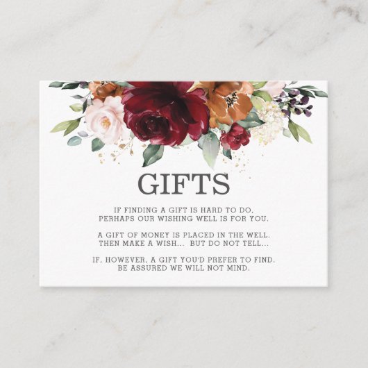 ブルゴーニュ赤面オレンジ結婚フローラの願い井戸 エンクロージャーカード (正面)