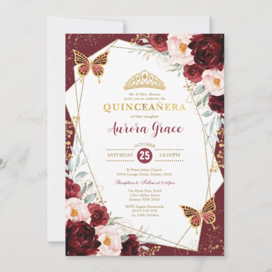 ブルゴーニュ赤面キンセアニラ蝶ミクリン 招待状 (正面)