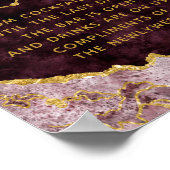 ブルゴーニュ赤面ゴールドフォイルアガテオープンバーテーブルサイン ポスター (角)