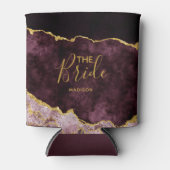 ブルゴーニュ赤面ゴールドフォイルアゲートマーブルザブライド 缶クーラー (正面)