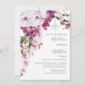 ブルゴーニュ赤面シャンデリアフローラエレガントな結婚式 招待状 (正面)