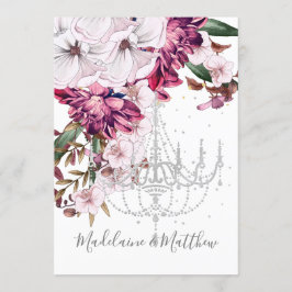 ブルゴーニュ赤面シャンデリアフローラエレガントな結婚式 招待状