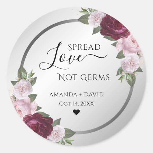 ブルゴーニュ赤面シルバーフローラスプレッド愛 ラウンドシール (正面)