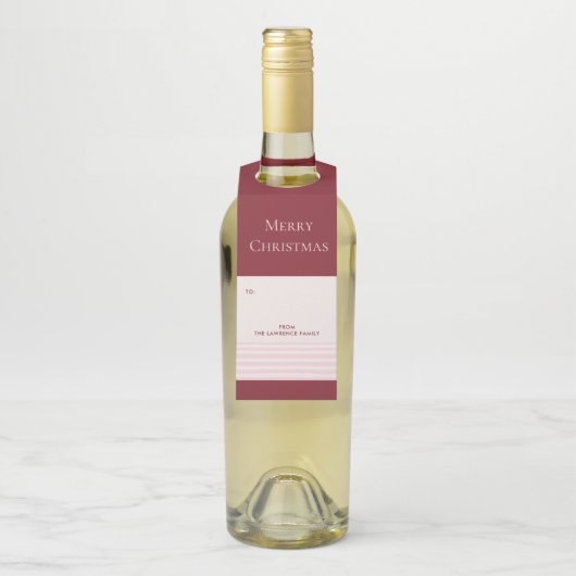 ブルゴーニュ赤面ストライプメリークリスマスホリデーギフト ボトルネックタグ (ボトル)