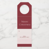 ブルゴーニュ赤面ストライプメリークリスマスホリデーギフト ボトルネックタグ (正面)