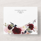 ブルゴーニュ赤面ダスティバラレッド結婚ズ詳細RSVP オールインワン招待状 (裏面)