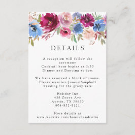 ブルゴーニュ赤面ダスティブルーエレガントフローラ エンクロージャーカード