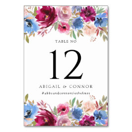 ブルゴーニュ赤面ダスティブルーエレガントフローラ テーブルナンバー