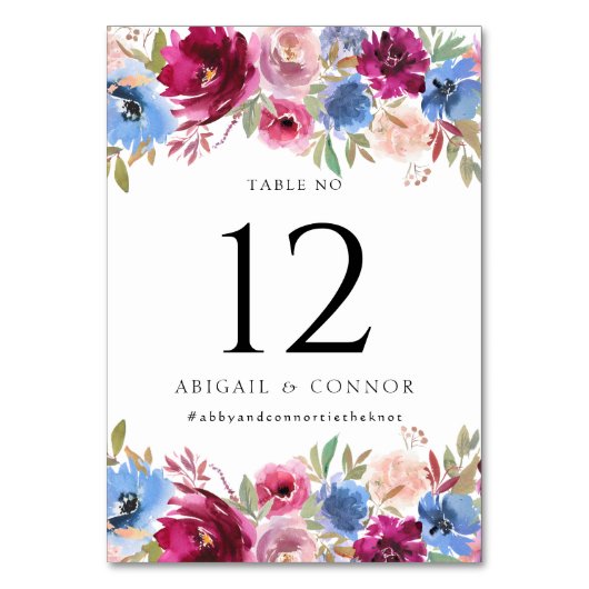 ブルゴーニュ赤面ダスティブルーエレガントフローラ テーブルナンバー (正面)