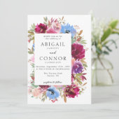 ブルゴーニュ赤面ダスティブルーエレガントフローラ 招待状 (スタンド正面)