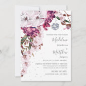 ブルゴーニュ赤面ディスコフローラ金ゴールドエレガントな結婚式 招待状 (正面)