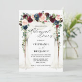 ブルゴーニュ赤面ネイビーフローラキャノピーリハーサルディナー 招待状 (スタンド正面)