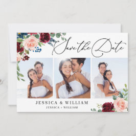 ブルゴーニュ赤面ネイビーフローラバラ3 結婚 PHOTO's セーブザデート