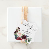 ブルゴーニュ赤面ネイビーフローラブロッサムブライダルシャワー フェイバータグ (インサイチュ)