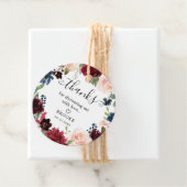 ブルゴーニュ赤面ネイビーフローラブロッサムブライダルシャワー フェイバータグ (インサイチュ)