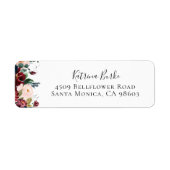 ブルゴーニュ赤面ネイビーフローラ差出人住所 ラベル (正面)