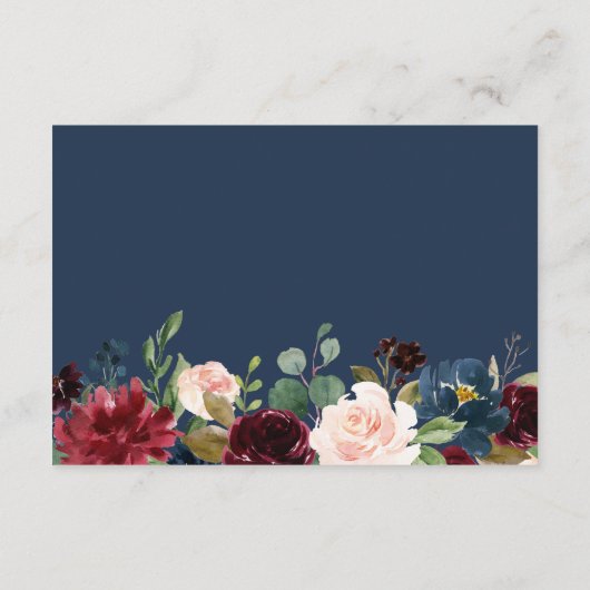 ブルゴーニュ赤面ネイビーブルーフローラ結婚ズ詳細 エンクロージャーカード (裏面)