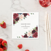 ブルゴーニュ赤面ネイビーブルー素朴フローラ結婚ズ スタンダードカクテルナプキン (インサイチュ)