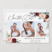 ブルゴーニュ赤面ネイビーホワイトローズ3 結婚PHOTO's セーブザデート (正面)