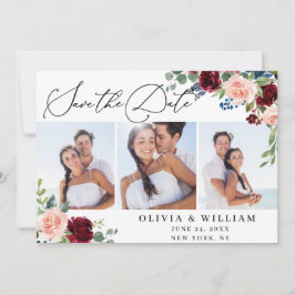 ブルゴーニュ赤面ネイビーホワイトローズ3 結婚PHOTO's セーブザデート