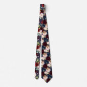 ブルゴーニュ赤面ネイビー水彩花DIY bckgrnd ネクタイ (裏面)