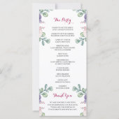 ブルゴーニュ赤面ネイビー開花フローラ結婚式 プログラム (裏面)