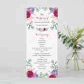 ブルゴーニュ赤面ネイビー開花フローラ結婚式 プログラム (スタンド正面)