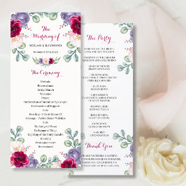 ブルゴーニュ赤面ネイビー開花フローラ結婚式 プログラム