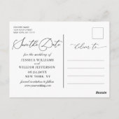 ブルゴーニュ赤面ネイビー3 PHOTOウェディング日付を保存 ポストカード (裏面)