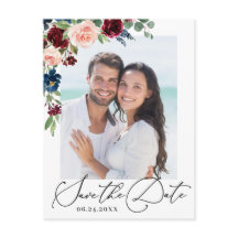 ブルゴーニュ赤面ネイビーPHOTOウェディングデートを保存