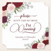 ブルゴーニュ赤面バラは飲み物を飲結婚まない ペーパーコースター (正面)