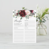 ブルゴーニュ赤面バラフローラレシピ花嫁カード サンキューカード (スタンド正面)