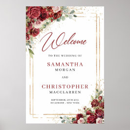 ブルゴーニュ赤面バラユーカリ結婚の歓迎 ポスター