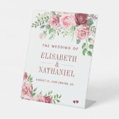 ブルゴーニュ赤面バラ庭園の結婚式ウェルカムサイン 台座サイン (正面)