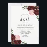 ブルゴーニュ赤面バラ40th誕生日パーティー 招待状<br><div class="desc">ブルゴーニュ赤面バラ40th誕生日パーティの招待状ストアのマッチングコレクションを参照</div>
