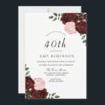 ブルゴーニュ赤面バラ40th誕生日パーティー 招待状<br><div class="desc">ブルゴーニュ赤面バラ40th誕生日パーティの招待状ストアのマッチングコレクションを参照</div>