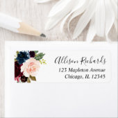 ブルゴーニュ赤面ピンクのネイビーブルーフローラ水色 ラベル (インサイチュ)