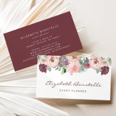 ブルゴーニュ赤面ピンクウォーターカラーフローラ 名刺