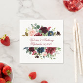 ブルゴーニュ赤面ピンクエレガントフローラス結婚クリプト スタンダードカクテルナプキン (インサイチュ)