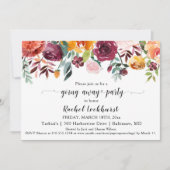 ブルゴーニュ赤面ピンクオレンジフローラ遠くにパーティー 招待状 (正面)