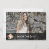 ブルゴーニュ赤面ピンクオレンジフローラ遠くにパーティー 招待状 (裏面)