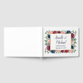 ブルゴーニュ赤面ピンクネイビーブルーマルサラ金ゴールド結婚ズ ゲストブック (全面)