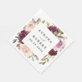 ブルゴーニュ赤面ピンクピーチ金ゴールドフローラボホ結婚ズ スタンダードランチョンナプキン (角)