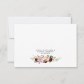 ブルゴーニュ赤面ピンクピーチ金ゴールドフローラボホ結婚ズ 出欠カード (裏面)