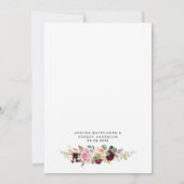 ブルゴーニュ赤面ピンクピーチ金ゴールドフローラボホ結婚ズ 招待状 (裏面)