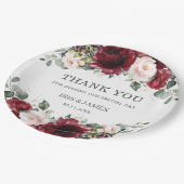 ブルゴーニュ赤面ピンクフローラウェディングシャワー誕生日 ペーパープレート (アングル)