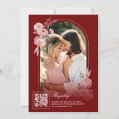 ブルゴーニュ赤面ピンクフローラティーパーティーブライダルシャワー 招待状 (裏面)