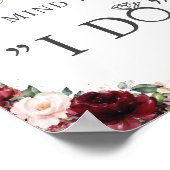 ブルゴーニュ赤面ピンクフローラドーナツもしマインド私サイン ポスター (角)